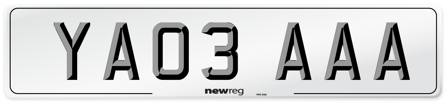 YA03 AAA Number Plate from New Reg